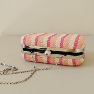 Price Drop * NWOT * LOFT Striped Hard Shell Clutch